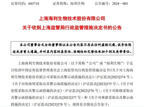 顺灏股份：公司及相关人员收到上海证监局警示函