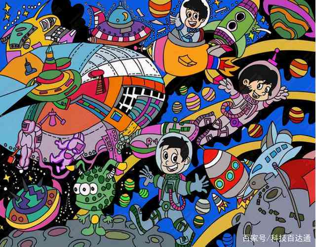 未来科技生活绘画，数字化世界中的人类图景